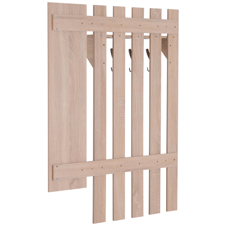 Móvel Cabide de Entrada com Espelho Ganchos e Sapateira Móvel de Entrada com 3 Ganchos Prateleira e 2 Gavetas para Corredor Carvalho