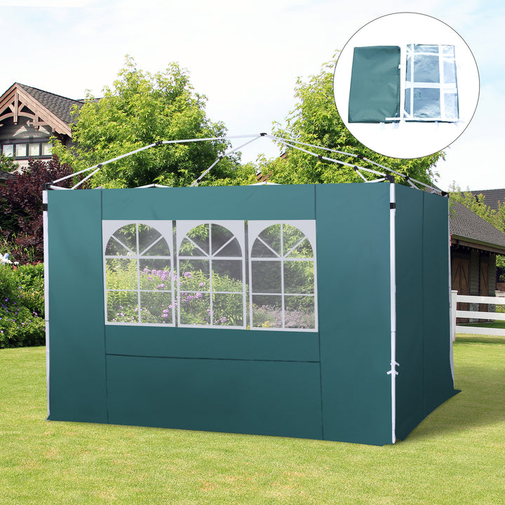 2 paredes Parte lateral para tenda 3x3m lado gazebo A tela impermeável de Oxford com janela 300x200cm - verde escuro