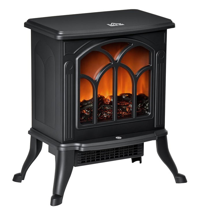 Lareira Elétrica 750/1500 W Lareira Decorativa com 2 Níveis de Potência Efeito Chama Proteção contra Sobreaquecimento Área de Cobertura 15-20 m² 37,3x23,1x44 cm Preto