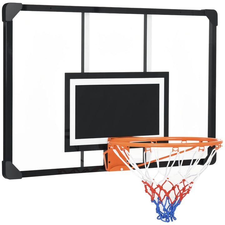 Tabela de Basquetebol com Rede Tabela de Basquetebol de Parede com Quadro e Estrutura de Aço para Utilização em Interiores e Exteriores 113x61x73 cm Preto