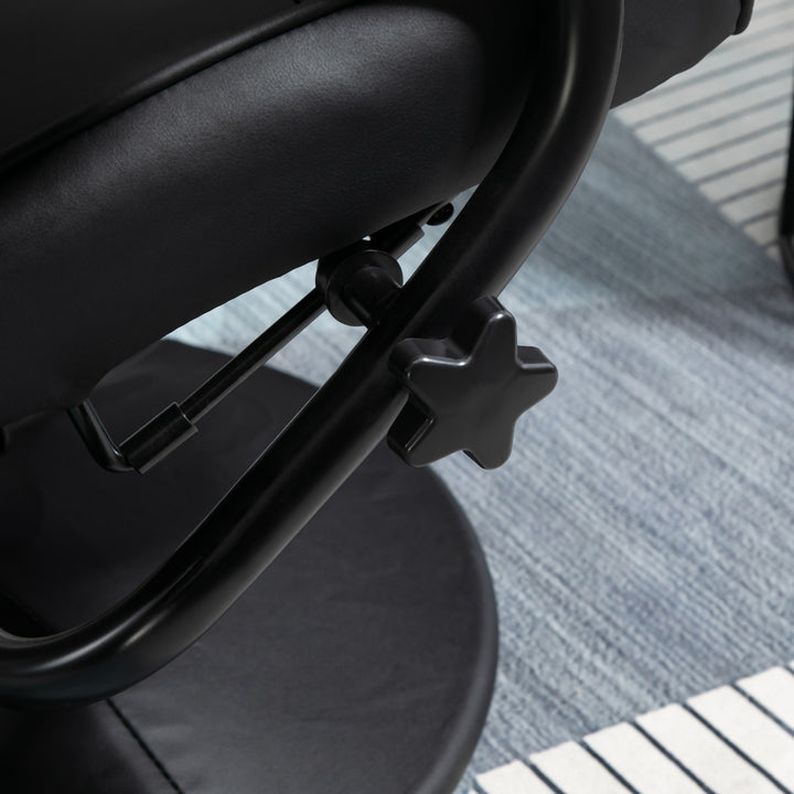 Poltrona de Massagem Elétrica com Banco para Apoiar os Pés Poltrona Relax Giratório Reclinável em até 145° com Controle Remoto e 10 Zonas de Massagem Estofado em PU 77x84x95cm Preto