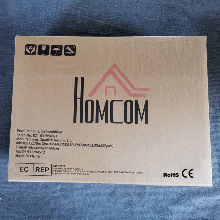 Desumidificador Elétrico 12L/Dia com 4 Modos 2 Velocidades Desligamento Automático Ecrã LED Temporizador Silencioso para Dormitório Sala de Estar Cozinha 29x18x49 cm Branco