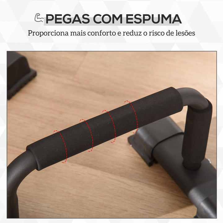 Barras Paralelas de Calistenia em Aço com Base Antiderrapante e Pegas Acolchoadas para Treino de Fitness em Ginásio ou em Casa 36x25x20 cm Preto