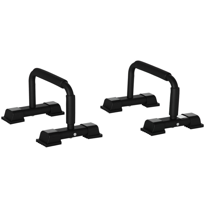 Barras Paralelas de Calistenia em Aço com Base Antiderrapante e Pegas Acolchoadas para Treino de Fitness em Ginásio ou em Casa 36x25x20 cm Preto