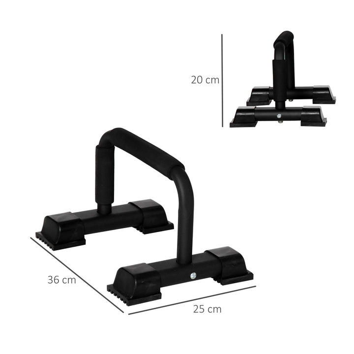 Barras Paralelas de Calistenia em Aço com Base Antiderrapante e Pegas Acolchoadas para Treino de Fitness em Ginásio ou em Casa 36x25x20 cm Preto