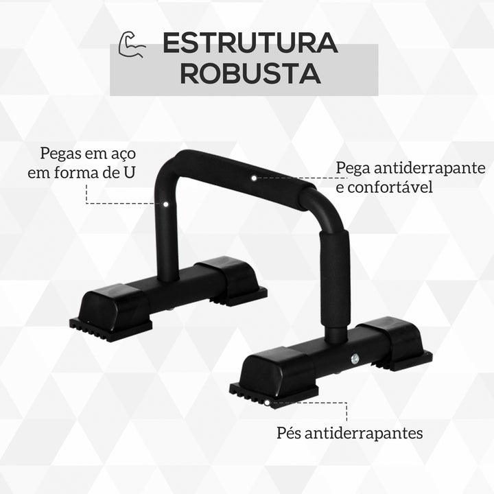 Barras Paralelas de Calistenia em Aço com Base Antiderrapante e Pegas Acolchoadas para Treino de Fitness em Ginásio ou em Casa 36x25x20 cm Preto