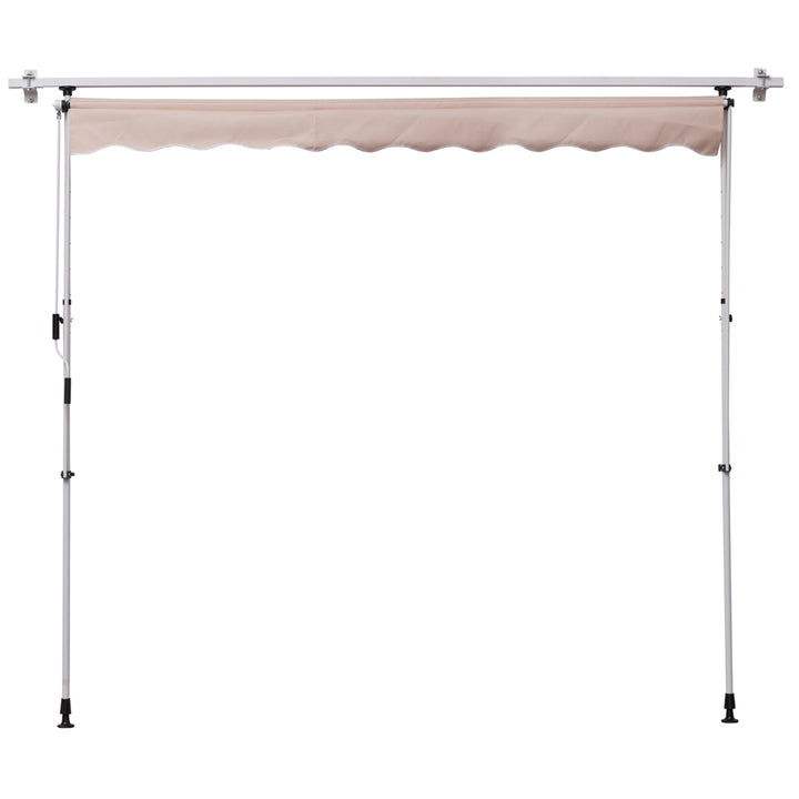 Toldo manual retrátil 200x150x170-280 cm com manivela para terraço varanda jardim pátio bege