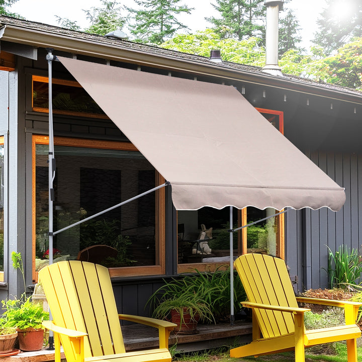 Toldo manual retrátil 200x150x170-280 cm com manivela para terraço varanda jardim pátio bege
