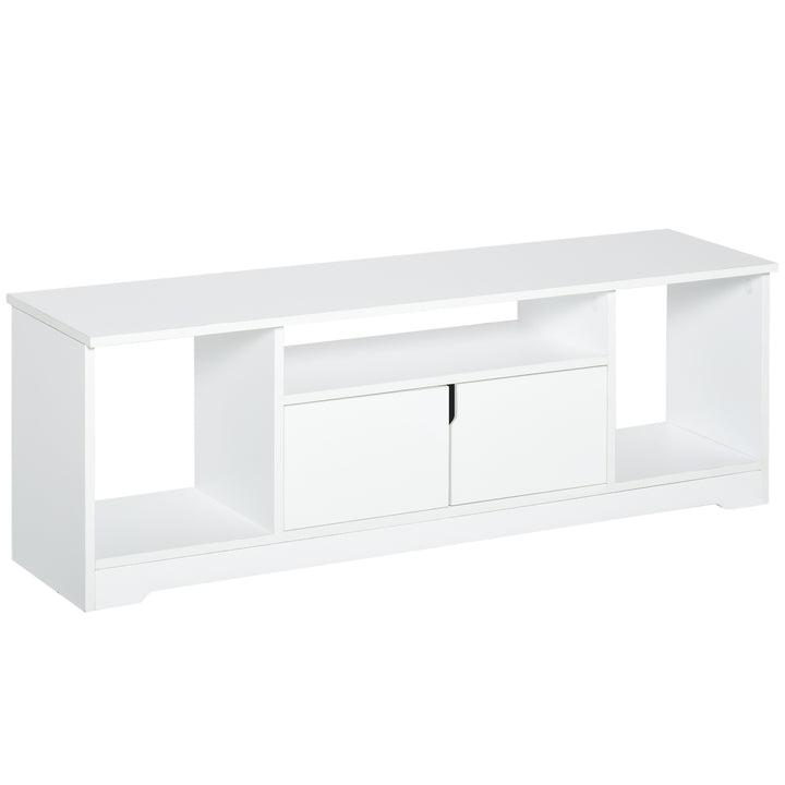 Móvel de TV para Televisores de até 42” Móvel de Sala de Estar Moderno com Armário de Dupla Porta e 3 Compartimentos Abertos 120x30x41cm Branco