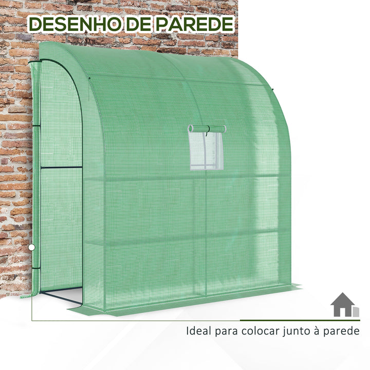Estufa Pequena Estufa de Exterior com Janelas Prateleiras de 3 Níveis e Estrutura de Aço Estufa para Cultivo de Plantas Flores 200x100x215 cm Verde