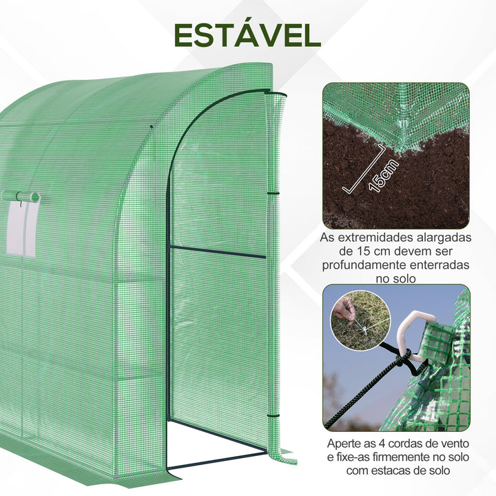 Estufa Pequena Estufa de Exterior com Janelas Prateleiras de 3 Níveis e Estrutura de Aço Estufa para Cultivo de Plantas Flores 200x100x215 cm Verde