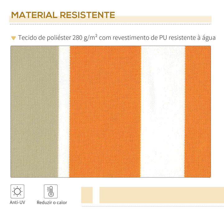 Toldo de Parede 300x250cm cor Branco Bege e Laranja Alumínio