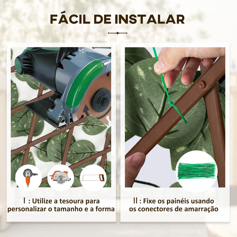 Vedação Artificial em Rolo 2x1 m 2 Peças de Vedação Artificial Vedação de Privacidade de Jardim Extensível com Proteção UV para Varanda Pátio Verde