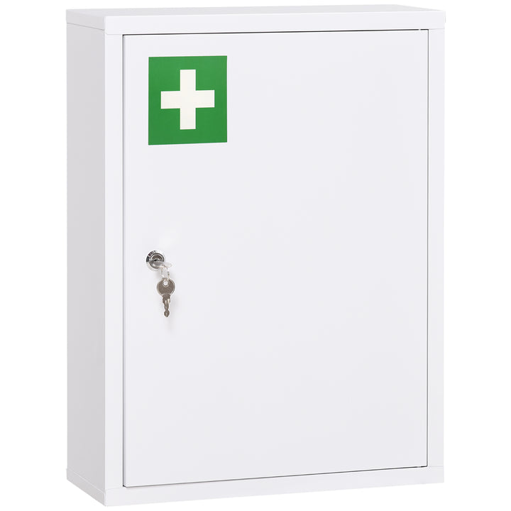 Armário de Parede de Aço para Medicamentos de 3 Níveis com Fecho e 2 Chaves para Casa de Banho e Cozinha 40x15x53,5 cm Branco