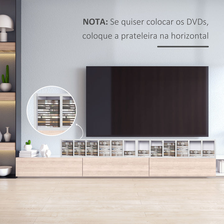 Estante para CD ou DVD Suporte para CD com 12 Compartimentos para 204 CDs e Prateleira Ajustável para Sala de Estar Dormitório Escritório 2 Unidades 21x22,5x88,5cm Branco