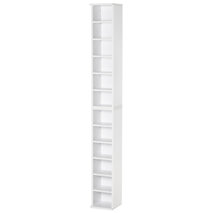 Estante para CD ou DVD Suporte para CD com 12 Compartimentos para 204 CDs e Prateleira Ajustável para Sala de Estar Dormitório Escritório 2 Unidades 21x22,5x88,5cm Branco
