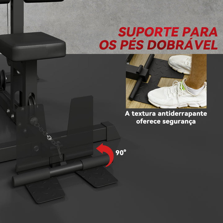 Máquina de Musculação Estação de Treino com Assento Ajustável para Treino em Ginásio Casa Escritório Carga Máxima 100 kg 140x108x197 cm Preto