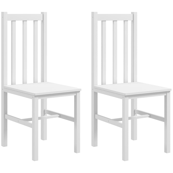 Conjunto de 2 Cadeiras de Sala de Jantar Cadeiras de Cozinha com Encosto de Ripas Estrutura de Madeira de Pinho para Sala de Estar Capacidade 120 kg 38,5x47,5x99 cm Branco
