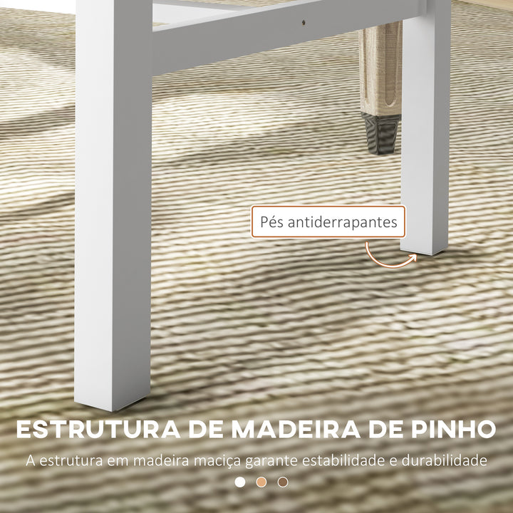 Conjunto de 2 Cadeiras de Sala de Jantar Cadeiras de Cozinha com Encosto de Ripas Estrutura de Madeira de Pinho para Sala de Estar Capacidade 120 kg 38,5x47,5x99 cm Branco