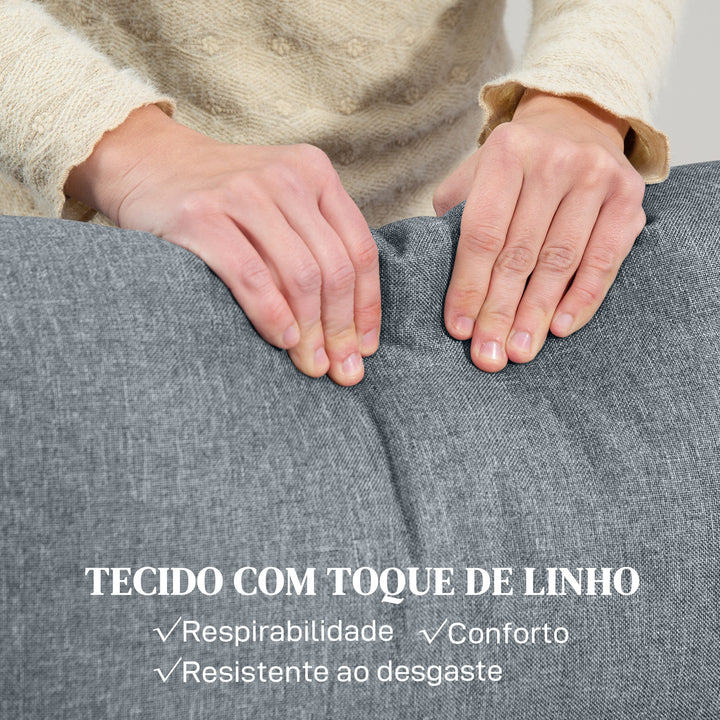 Sofá de 2 Lugares Reclinável Manual Sofá Relax Estofado em Linho com Apoio para Pés Molas e Almofada Espessa para Quarto Sala de Estar 118x95x101 cm Cinzento