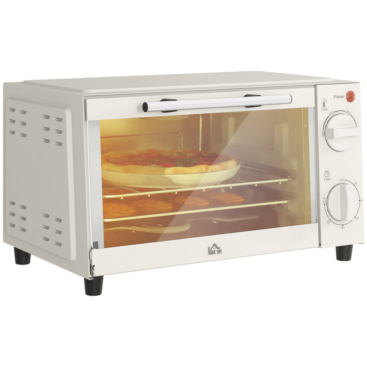 Mini Forno Elétrico 9L Forno Elétrico de Bancada 750W com Temperatura Ajustável até 230°C Temporizador 60 min e Bandeja para Assar Grelha 35x24,6x20 cm Creme