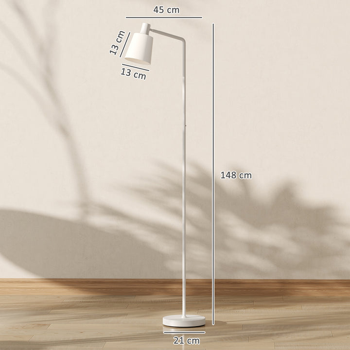 Candeeiro de Pé LED Regulável Candeeiro de Pé Sala Moderno com Ecrã Giratório 350° 3 Temperaturas de Cor 3000K/4000K/6500K e Lâmpada E27 para Quarto Escritório 45x21x148 cm Branco