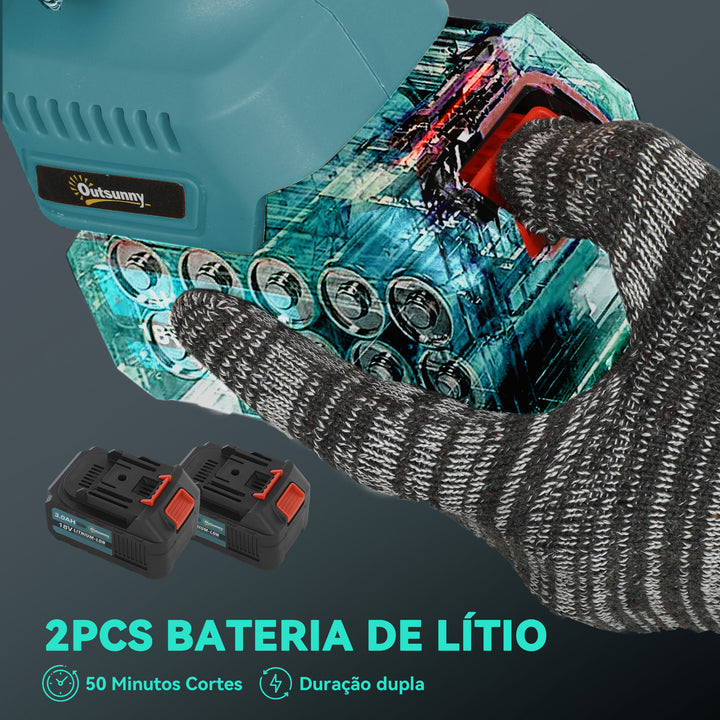 Mini Motosserra a Bateria 8 Polegadas 6000mAh Motosserra Elétrica com Motor sem Escovas de 580W 2 Baterias Mastro Telescópico e Bloqueio Duplo para Podar Árvores de Jardinagem e Madeira