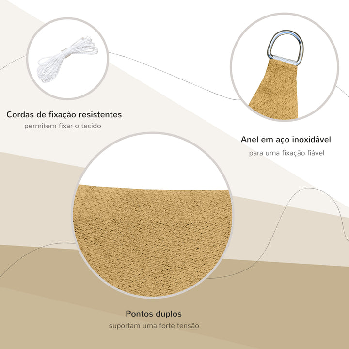 Toldo Vela 3x3m quadrada cor areia de polietileno HDPE 185 g/m²