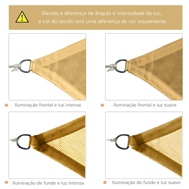 Toldo Vela 3x3m quadrada cor areia de polietileno HDPE 185 g/m²