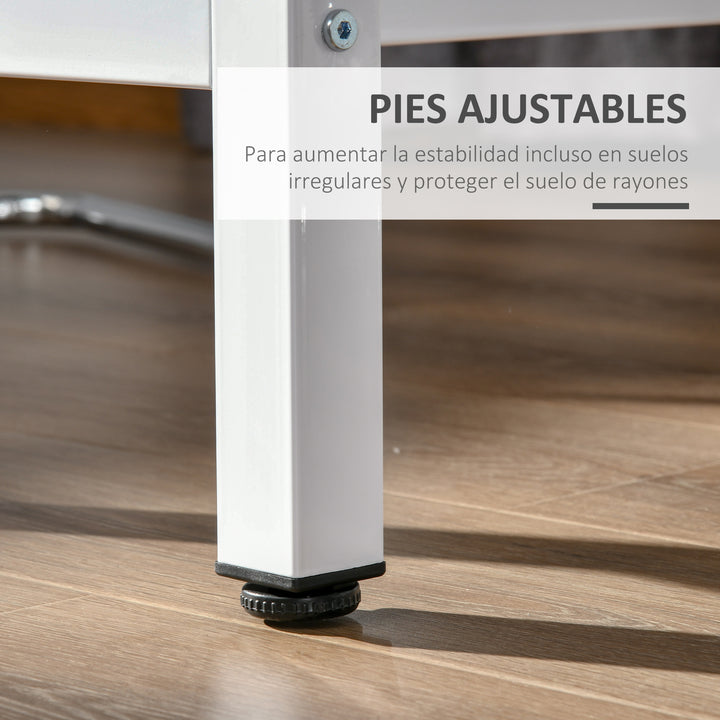 Mesa de Bar Mesa Alta com Bancada de Efeito Marmorizado e Pés de Metal Estilo Moderna para Cozinha Bistro Cafeteria 120x40x100cm Branco