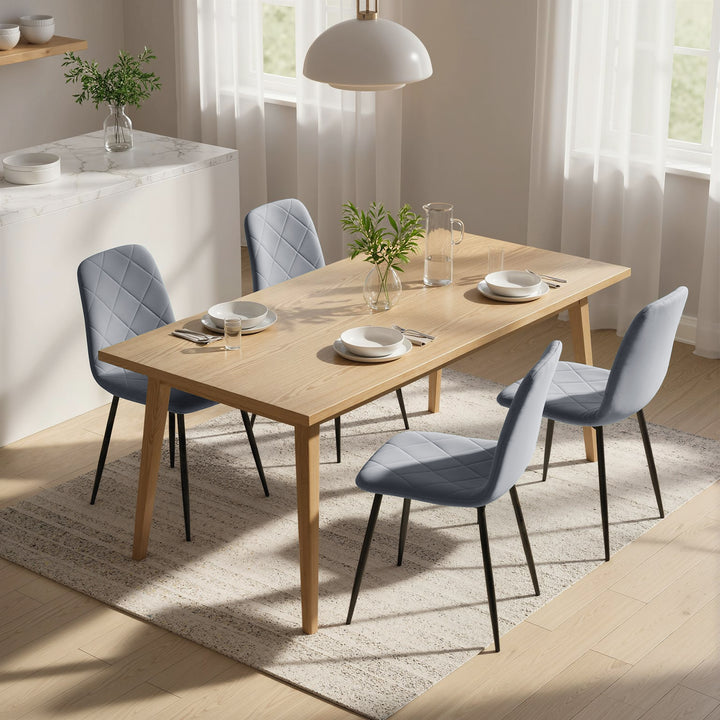 Conjunto de 4 Cadeiras de Jantar Modernas Cadeiras de Cozinha Estofadas em Veludo com Pés de Aço para Sala de Estar 45x54x87 cm Cinza