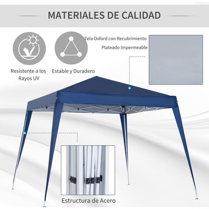 Tenda dobrável 3x3m Gazebo de jardim Pop Up Desenho de aço e capa de tecido Oxford azul