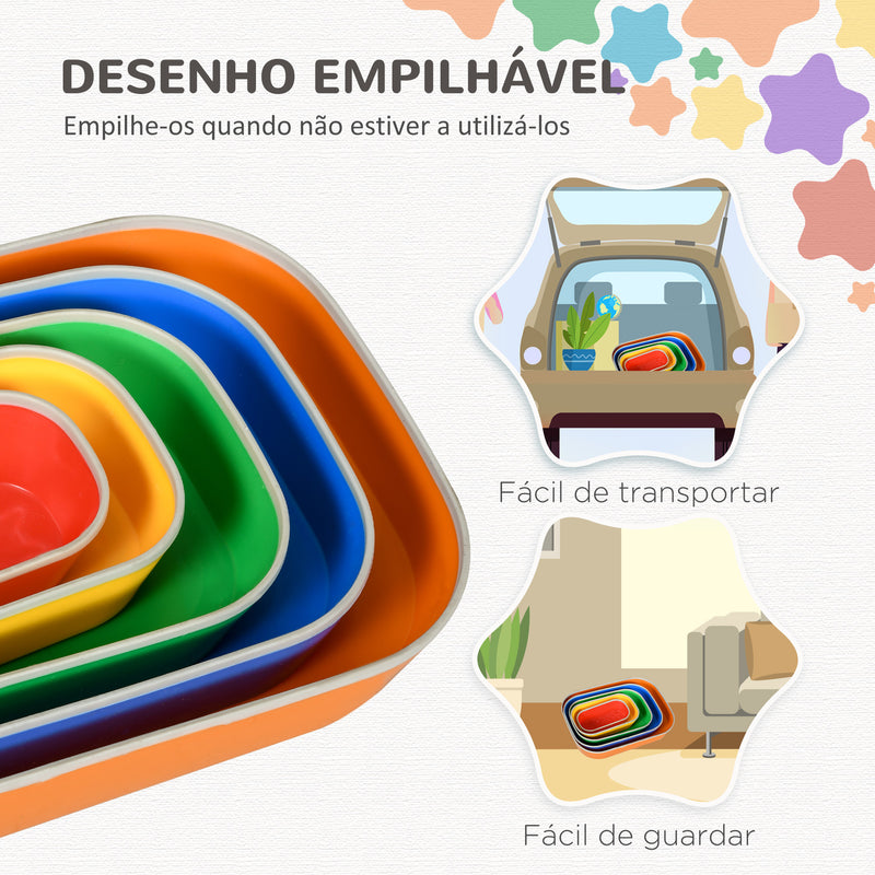 Jogo de Equilíbrio para Crianças de 3-8 Anos Conjunto de 5 Degraus para Treino de Equilíbrio e Promover a Coordenação 36x27,5x31 cm Multicor