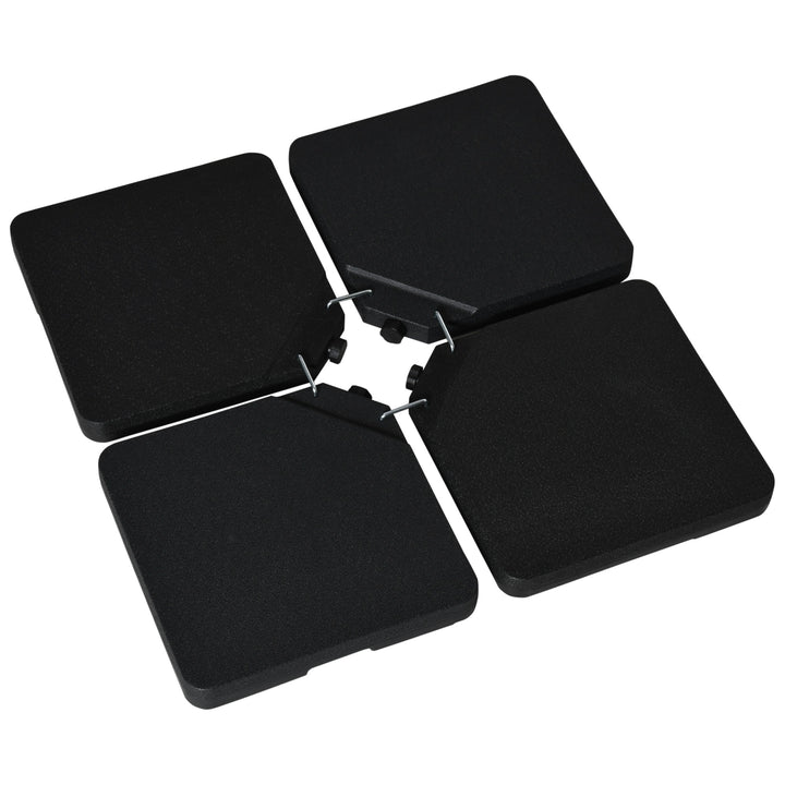 Conjunto de Pesos para Base de Chapéu de Sol de 4 Peças Base para Chapéu de Sol Quadrado Preenchível 60 kg de Água 70 kg de Areia ou 80 kg Mixto para Base Cruzada Preto