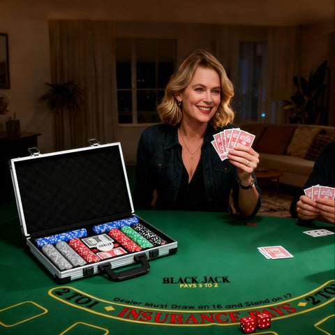 Mala de Póquer com 400 Fichas 2 Baralhos 5 Dados Tapete e Botão Dealer 39,5x28x8 cm Cinza