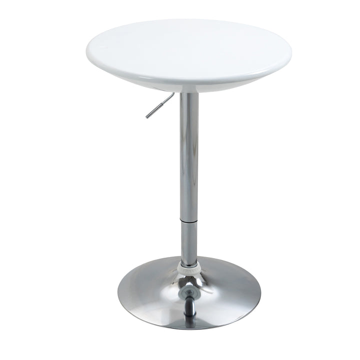 Mesa de Bar com Altura Regulável Giratória 360° com Base Redonda Mesa Alta de Aço Moderna para Cozinha Sala de Jantar Cafeteria 61x61x76-97cm Branco