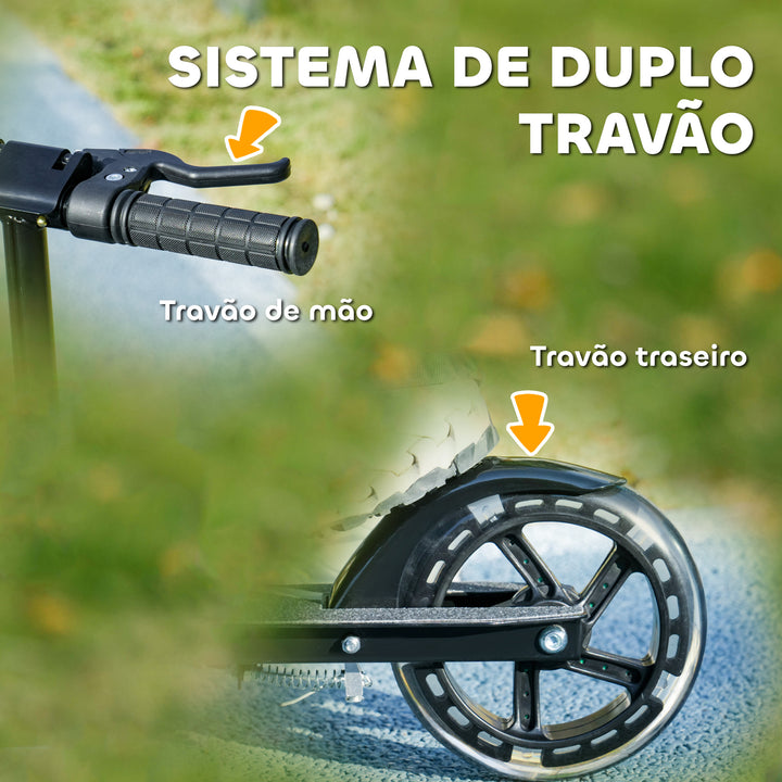 Trotinete Dobrável para Crianças de 3-8 Anos Trotinete Infantil de 2 Rodas com Luzes LED Guiador com 4 Alturas Ajustáveis Travão Traseiro e de Mão 73x36x73-89 cm Preto