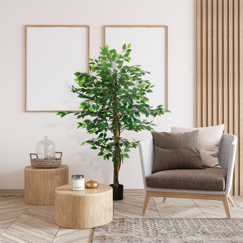 Planta Figueira Artificial com Tronco Realista 150 cm Planta Artificial com Vaso e 882 Folhas Decoração para Casa Sala de Estar Escritório Verde