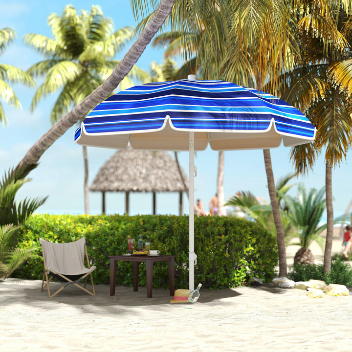 Chapéu de Sol Grande para Praia Ø180 cm Chapéu de Sol para Exterior Dobrável com Ângulo Ajustável Proteção UV50+ Impermeável Mastro de Ø32 mm Multicolor