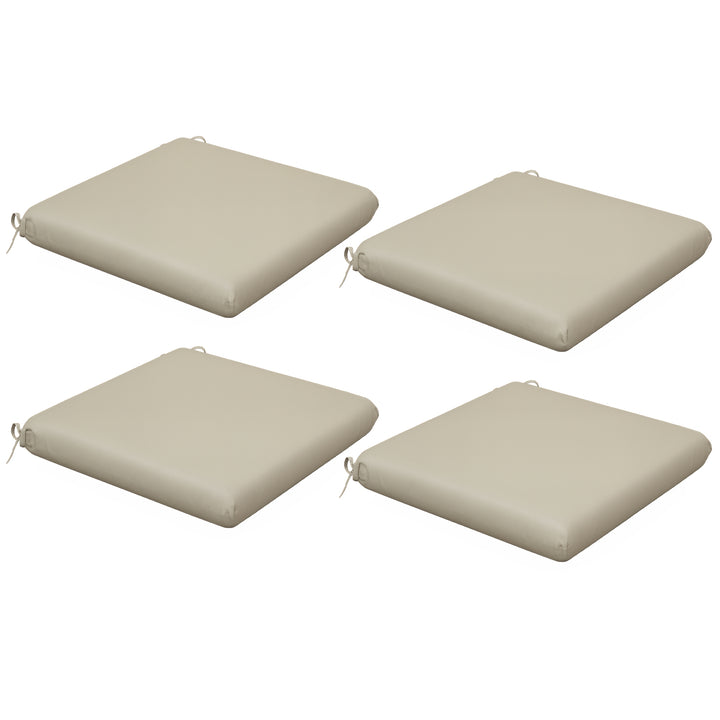 Conjunto de Almofadas para Cadeiras 47x47x7 cm Conjunto de 4 Peças Almofadas para Cadeiras de Jardim Impermeáveis e com Proteção UV 50+ para Interior e Exterior Bege
