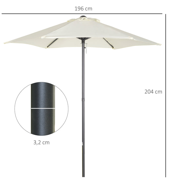 Chapéu de Sol de Jardim Ø2x2 m Chapéu de Sol com Mastro de Alumínio Manivela Teto com Ventilação Suporte de Fixação e Desmontável para Terraço Pátio Exterior Bege