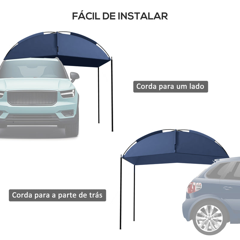 Toldo para Carro Abrigo para Campismo com Altura Ajustável e Bolsa de Transporte Impermeável Anti-UV para Piquenique Praia 290x278x230-260 cm Azul Marrinho