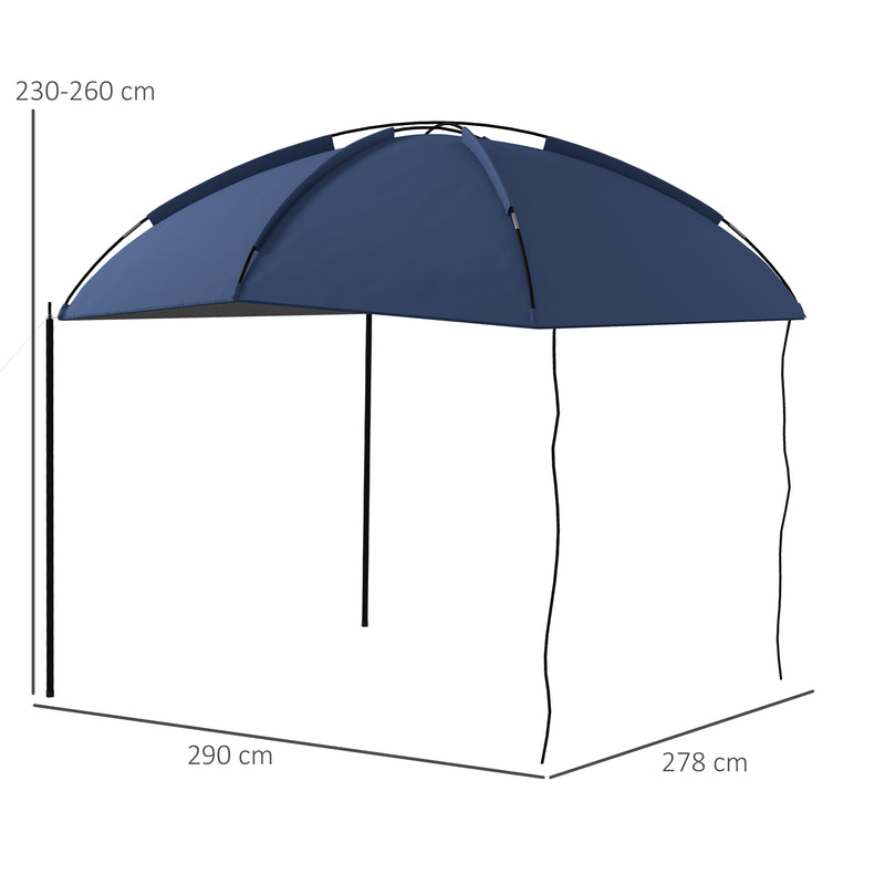 Toldo para Carro Abrigo para Campismo com Altura Ajustável e Bolsa de Transporte Impermeável Anti-UV para Piquenique Praia 290x278x230-260 cm Azul Marrinho