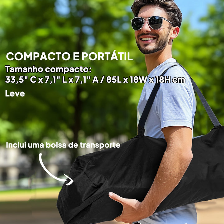 Conjunto de 2 Cadeiras Baloiço de Exterior com Apoio para os Pés Cadeira de Campismo Dobrável com Suporte para Copos e Bolsa de Transporte Carga 120 kg para Praia Campismo Pesca Preto