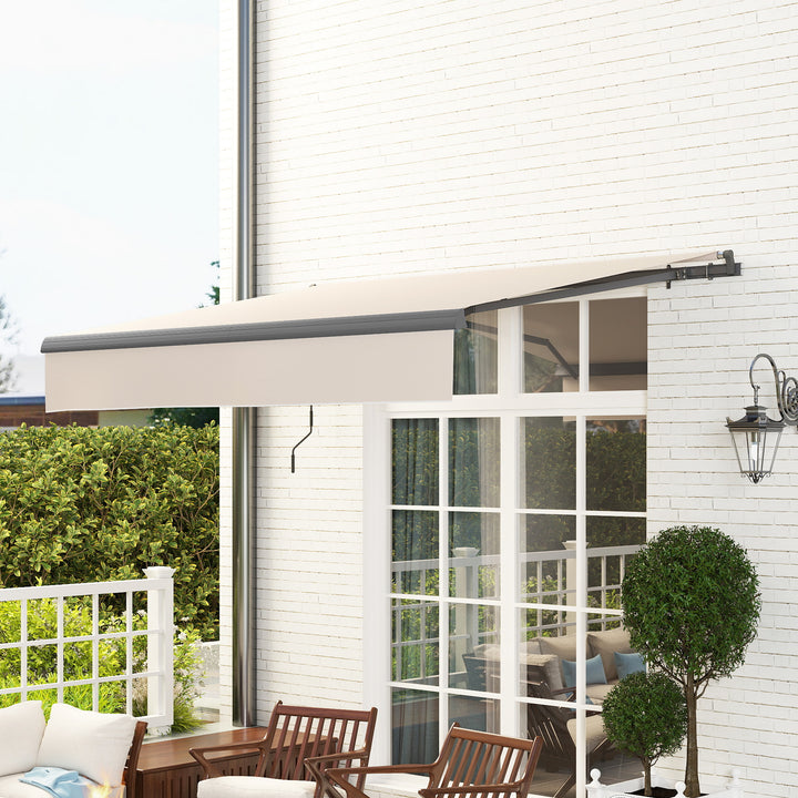 Toldo Retrátil Manual para Jardim Toldo Exterior Ajustável com Manivela Proteção UV Estrutura de Metal e Alumínio 295x200 cm Creme