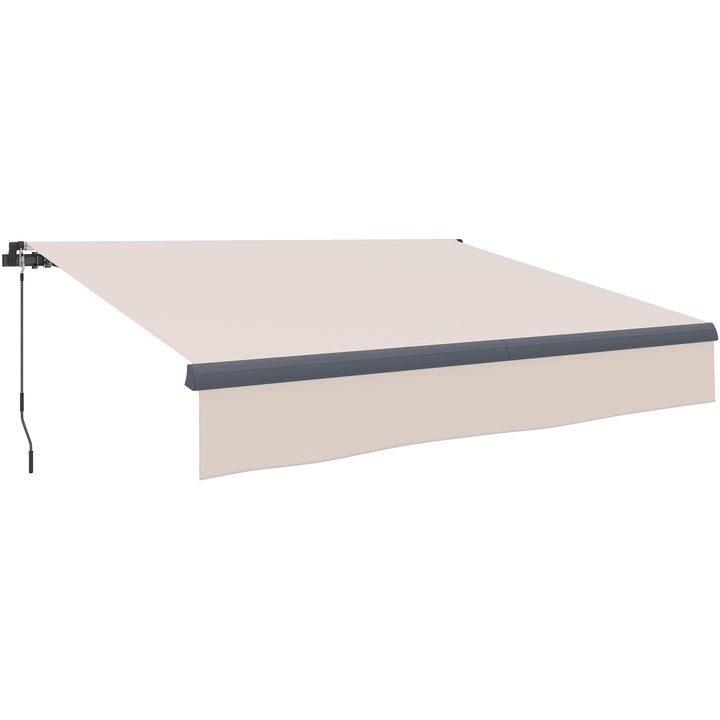 Toldo Retrátil Manual para Jardim Toldo Exterior Ajustável com Manivela Proteção UV Estrutura de Metal e Alumínio 295x200 cm Creme