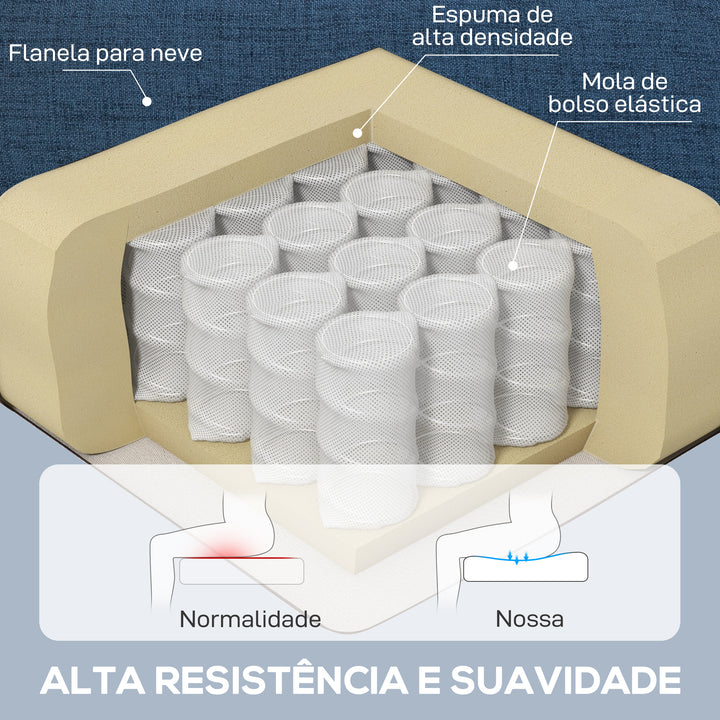 Poltrona de Sala de Estar Poltrona Moderna para Dormitório com Pés de Madeira Poltrona Individual Carga 160 kg para Escritório 74x86x102 cm Azul
