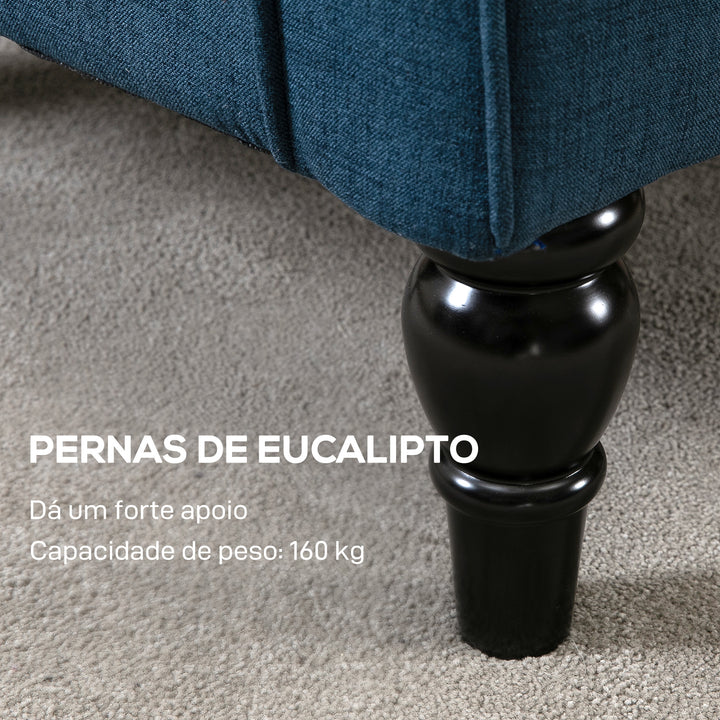Poltrona de Sala de Estar Poltrona Moderna para Dormitório com Pés de Madeira Poltrona Individual Carga 160 kg para Escritório 74x86x102 cm Azul