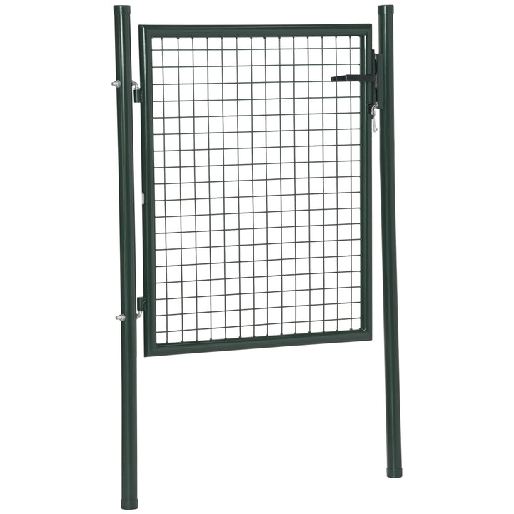Porta para Vedação de Jardim de Aço com Maçaneta de Fechadura e 3 Chaves Porta de Vedação para Exterior Pátio Terraço 97x150cm Verde
