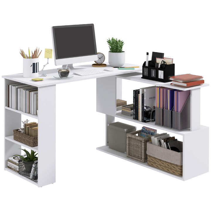 Secretária com Estantes Mesa de escritório 5 Prateleiras 120x110x74cm Branco